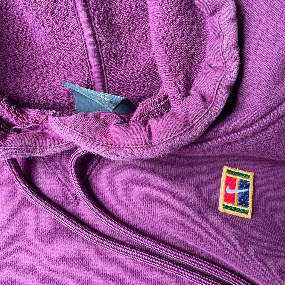 Nike Court Hoodie Women Medium Maroon Purple Tennis Pullover Sweatshirt Heritage - Picture 3 of 9
